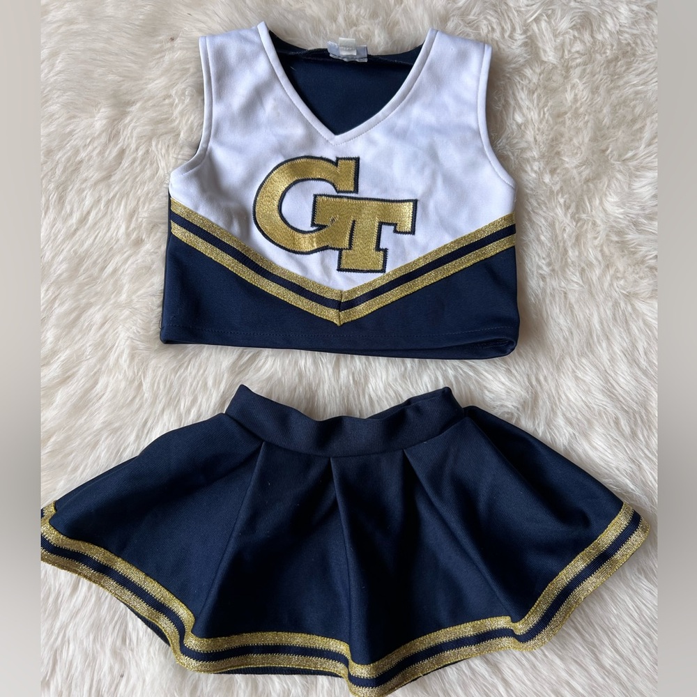 18 m Georgia tech Cheerleader Costume Set - White and Gold with navy